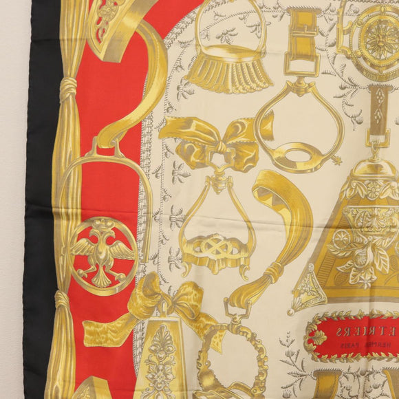 HERMES Carre 90 Scarf ""ETRIERS"" Silk Gold Auth 182548M