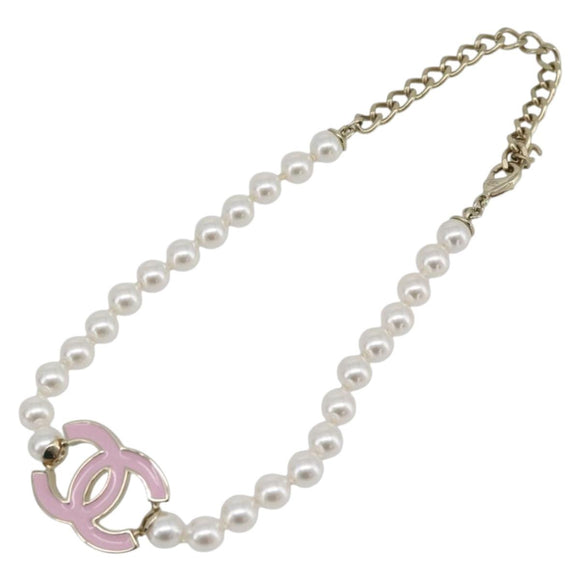 CHANEL COCO Mark Necklace metal Gold Tone CC Auth 182550SM