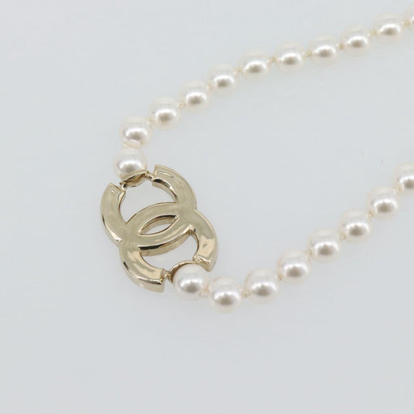 CHANEL COCO Mark Necklace metal Gold Tone CC Auth 182550SM