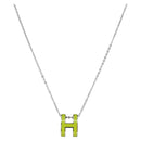 HERMES Pop Ash H Necklace metal Silver Auth 182551M-1