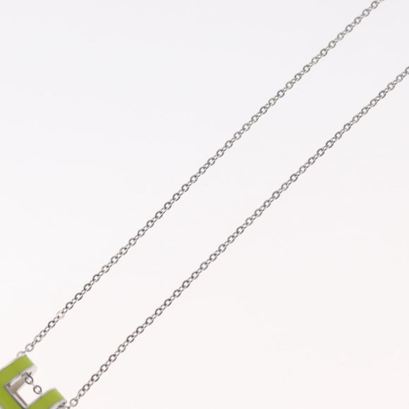 HERMES Pop Ash H Necklace metal Silver Auth 182551M