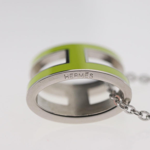 HERMES Pop Ash H Necklace metal Silver Auth 182551M
