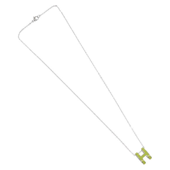 HERMES Pop Ash H Necklace metal Silver Auth 182551M