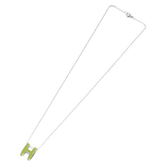 HERMES Pop Ash H Necklace metal Silver Auth 182551M