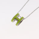 HERMES Pop Ash H Necklace metal Silver Auth 182551M-9