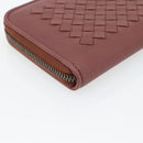 BOTTEGA VENETA INTRECCIATO Lange Portemonnee Leer Bruin Zilver 114076 Auth 182558M-16