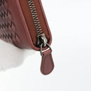 BOTTEGA VENETA INTRECCIATO Lange Portemonnee Leer Bruin Zilver 114076 Auth 182558M-8