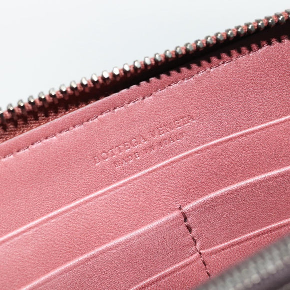 BOTTEGA VENETA INTRECCIATO Lange Portemonnee Leer Bruin Zilver 114076 Auth 182558M