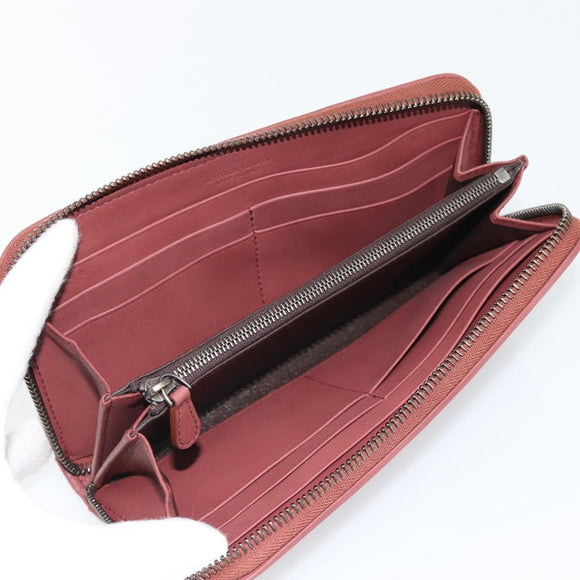 BOTTEGA VENETA INTRECCIATO Lange Portemonnee Leer Bruin Zilver 114076 Auth 182558M