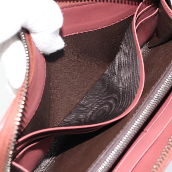 BOTTEGA VENETA INTRECCIATO Lange Portemonnee Leer Bruin Zilver 114076 Auth 182558M
