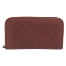 BOTTEGA VENETA INTRECCIATO Lange Portemonnee Leer Bruin Zilver 114076 Auth 182558M-13