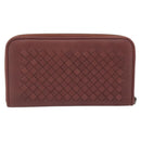 BOTTEGA VENETA INTRECCIATO Lange Portemonnee Leer Bruin Zilver 114076 Auth 182558M-2