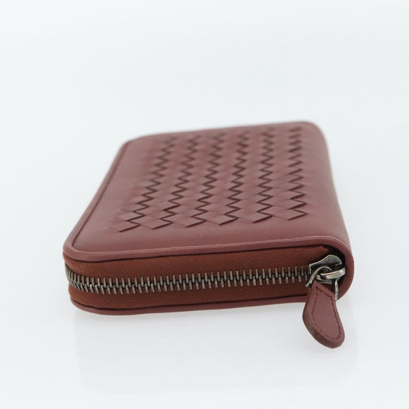 BOTTEGA VENETA INTRECCIATO Lange Portemonnee Leer Bruin Zilver 114076 Auth 182558M