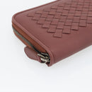 BOTTEGA VENETA INTRECCIATO Lange Portemonnee Leer Bruin Zilver 114076 Auth 182558M-14