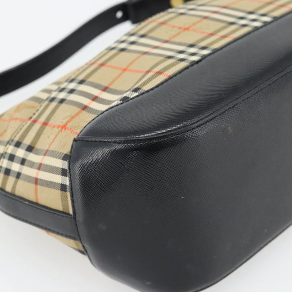BURBERRY Nova Check Umhängetasche Canvas Beige Gold Auth 182559