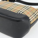 BURBERRY Nova Check Umhängetasche Canvas Beige Gold Auth 182559-15