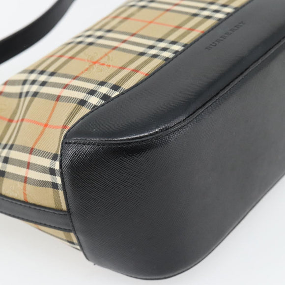 BURBERRY Nova Check Umhängetasche Canvas Beige Gold Auth 182559