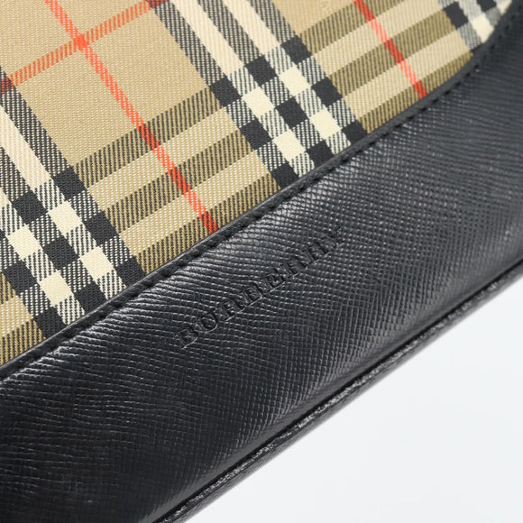BURBERRY Nova Check Umhängetasche Canvas Beige Gold Auth 182559