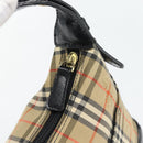 BURBERRY Nova Check Umhängetasche Canvas Beige Gold Auth 182559-10