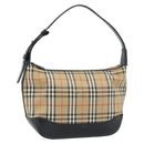 BURBERRY Nova Check Umhängetasche Canvas Beige Gold Auth 182559-1