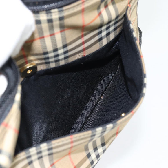 BURBERRY Nova Check Umhängetasche Canvas Beige Gold Auth 182559