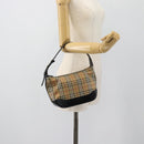 BURBERRY Nova Check Umhängetasche Canvas Beige Gold Auth 182559-22