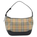 BURBERRY Nova Check Umhängetasche Canvas Beige Gold Auth 182559-13