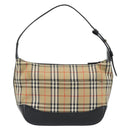 BURBERRY Nova Check Umhängetasche Canvas Beige Gold Auth 182559-2