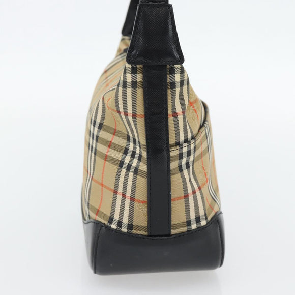 BURBERRY Nova Check Umhängetasche Canvas Beige Gold Auth 182559