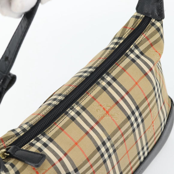 BURBERRY Nova Check Umhängetasche Canvas Beige Gold Auth 182559