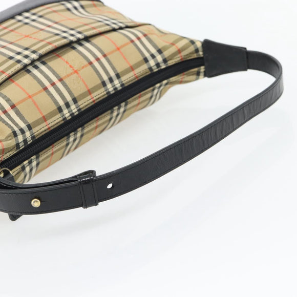 BURBERRY Nova Check Umhängetasche Canvas Beige Gold Auth 182559