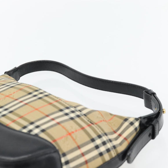 BURBERRY Nova Check Umhängetasche Canvas Beige Gold Auth 182559