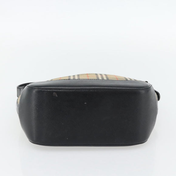 BURBERRY Nova Check Umhängetasche Canvas Beige Gold Auth 182559