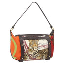 Salvatore Ferragamo Accessory Pouch Canvas Multicolor Gold Auth 182563A-1
