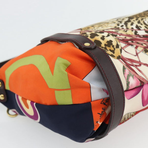 Salvatore Ferragamo Accessory Pouch Canvas Multicolor Gold Auth 182563A