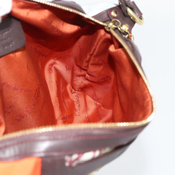 Salvatore Ferragamo Accessory Pouch Canvas Multicolor Gold Auth 182563A