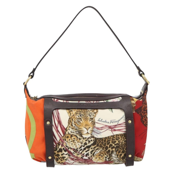 Salvatore Ferragamo Accessory Pouch Canvas Multicolor Gold Auth 182563A