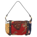 Salvatore Ferragamo Accessory Pouch Canvas Multicolor Gold Auth 182563A-3