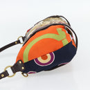 Salvatore Ferragamo Accessory Pouch Canvas Multicolor Gold Auth 182563A-4
