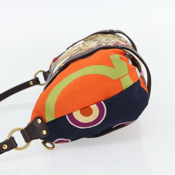 Salvatore Ferragamo Accessory Pouch Canvas Multicolor Gold Auth 182563A