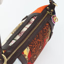 Salvatore Ferragamo Accessory Pouch Canvas Multicolor Gold Auth 182563A-6