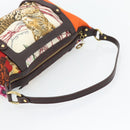 Salvatore Ferragamo Accessory Pouch Canvas Multicolor Gold Auth 182563A-7