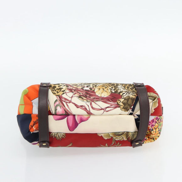 Salvatore Ferragamo Accessory Pouch Canvas Multicolor Gold Auth 182563A