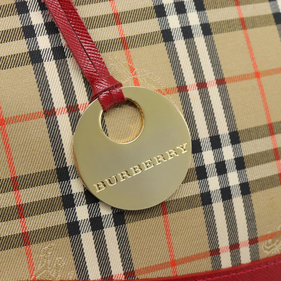 BURBERRY Nova Check Tote Bag Canvas Beige Gold Auth 182564A