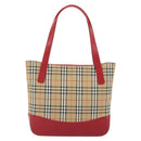 BURBERRY Nova Check Tote Bag Canvas Beige Gold Auth 182564A-2
