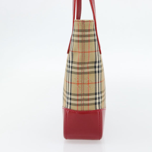 BURBERRY Nova Check Tote Bag Canvas Beige Gold Auth 182564A