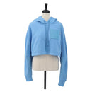 LOEWE Cropped Hoodie cotton S Light Blue Auth 182565M-1