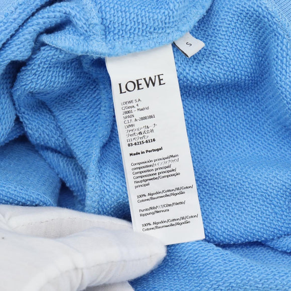 LOEWE Cropped Hoodie cotton S Light Blue Auth 182565M