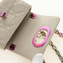 Christian Dior Caro Micro Chain Canage Bag Lamb Skin Beige Gold Auth 182573SAM-19