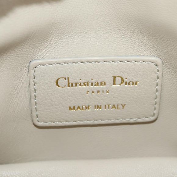 Christian Dior Caro Micro Chain Canage Bag Lamb Skin Beige Gold Auth 182573SAM